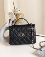 Chanel 25C Mini Backpack | Black Caviar Light Gold Hardware-front
