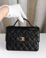 Chanel 25C Mini Backpack | Black Caviar Light Gold Hardware-front1