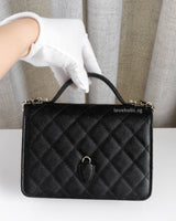 Chanel 25C Mini Backpack | Black Caviar Light Gold Hardware-back
