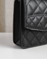 Chanel 25C Mini Backpack | Black Caviar Light Gold Hardware-details