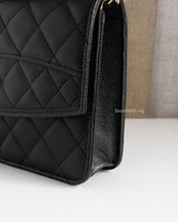 Chanel 25C Mini Backpack | Black Caviar Light Gold Hardware-details