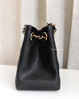Chanel Bucket Bag Small | 23P Black Caviar Light Gold Hardware-details