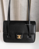 Chanel Preppy Coco Small | Black Caviar Brushed Gold Hardware-front1