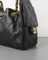 Chanel Chanel 25 Mini | 26A Black Caviar Gold Hardware-details