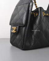 Chanel Chanel 25 Mini | 26A Black Caviar Gold Hardware-details