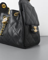Chanel Chanel 25 Mini | 26A Black Caviar Gold Hardware-details