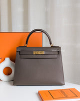 Hermes Kelly Sellier 28 | Etoupe Epsom Gold Hardware-front
