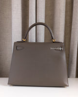 Hermes Kelly Sellier 28 | Etoupe Epsom Gold Hardware-back