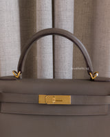 Hermes Kelly Sellier 28 | Etoupe Epsom Gold Hardware-details