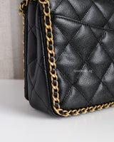 Chanel Seasonal Flap Bag Medium | 22B Black Caviar Gold Hardware-details