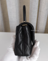 Chanel Coco Handle East West Mini | Black Caviar Light Gold Hardware-side