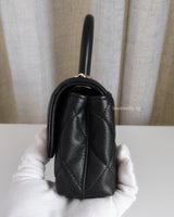Chanel Coco Handle East West Mini | Black Caviar Light Gold Hardware-details
