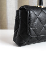 Chanel Coco Handle East West Mini | Black Caviar Light Gold Hardware-details