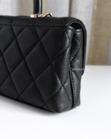 Chanel Coco Handle East West Mini | Black Caviar Light Gold Hardware-details