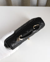 Chanel Coco Handle East West Mini | Black Caviar Light Gold Hardware-details