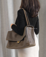 Chanel Maxi Flap 38cm | 26A Dark Khaki Caviar Gold Hardware-model