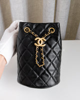 Chanel Bucket Bag Mini Pearl Crush | Black Lambskin Brushed Gold Hardware-front1