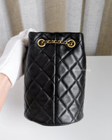 Chanel Bucket Bag Mini Pearl Crush | Black Lambskin Brushed Gold Hardware-back