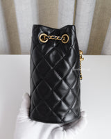 Chanel Bucket Bag Mini Pearl Crush | Black Lambskin Brushed Gold Hardware-side