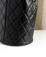 Chanel Bucket Bag Mini Pearl Crush | Black Lambskin Brushed Gold Hardware-details