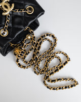 Chanel Bucket Bag Mini Pearl Crush | Black Lambskin Brushed Gold Hardware-details