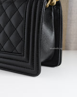 Chanel Boy Small | Black Caviar Brushed Gold Hardware-details