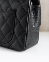 Chanel Classic Flap Mini Rectangle | Black Caviar Light Gold Hardware-details