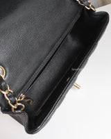 Chanel Classic Flap Mini Rectangle | Black Caviar Light Gold Hardware-details