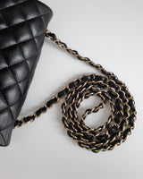 Chanel Classic Flap Mini Rectangle | Black Caviar Light Gold Hardware-details