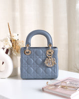 Dior Lady Dior Mini | Cloud Blue Lambskin Light Gold Hardware-front