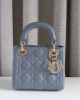 Dior Lady Dior Mini | Cloud Blue Lambskin Light Gold Hardware-front1