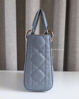 Dior Lady Dior Mini | Cloud Blue Lambskin Light Gold Hardware-side