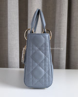 Dior Lady Dior Mini | Cloud Blue Lambskin Light Gold Hardware-details