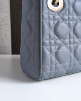 Dior Lady Dior Mini | Cloud Blue Lambskin Light Gold Hardware-details