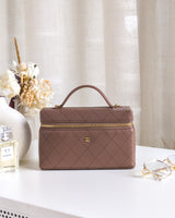 Chanel Top Handle Vanity On Chain LP | Brown Grained Calfskin Gold Hardware-front