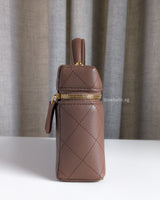 Chanel Top Handle Vanity On Chain LP | Brown Grained Calfskin Gold Hardware-side