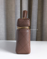 Chanel Top Handle Vanity On Chain LP | Brown Grained Calfskin Gold Hardware-details