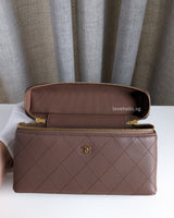 Chanel Top Handle Vanity On Chain LP | Brown Grained Calfskin Gold Hardware-details