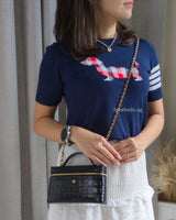Chanel Top Handle Vanity On Chain LP | 26A Crocodile Embossed Calfskin Gold Hardware-model
