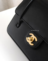 Chanel Preppy Coco Small | Black Caviar Brushed Gold Hardware-details