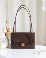Chanel Preppy Coco Small | 26B Brown Caviar Brushed Gold Hardware-front