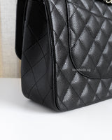 Chanel Classic Flap Jumbo | Black Caviar Silver Hardware-details