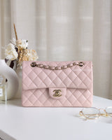 Chanel Classic Flap Small | 21C Rose Claire Light Pink Caviar Light Gold Hardware-front