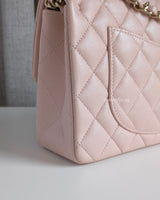 Chanel Classic Flap Small | 21C Rose Claire Light Pink Caviar Light Gold Hardware-details