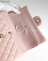 Chanel Classic Flap Small | 21C Rose Claire Light Pink Caviar Light Gold Hardware-details