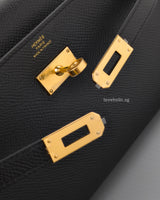 Hermes Kelly To Go Noir Epsom Gold Hardware-details