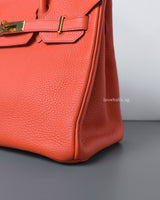 Hermes Birkin Retourne 30 | Capucine 9T Togo Gold Hardware-details