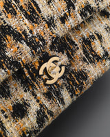 Chanel Maxi Flap 32cm | 26A Leopard Tweed Gold Hardware-details