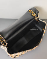 Chanel Maxi Flap 32cm | 26A Leopard Tweed Gold Hardware-details