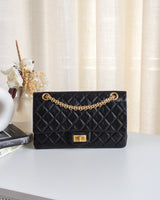 Chanel Reissue 2.55 224 Small | Black Aged Calfskin Brushed Gold Hardware-front